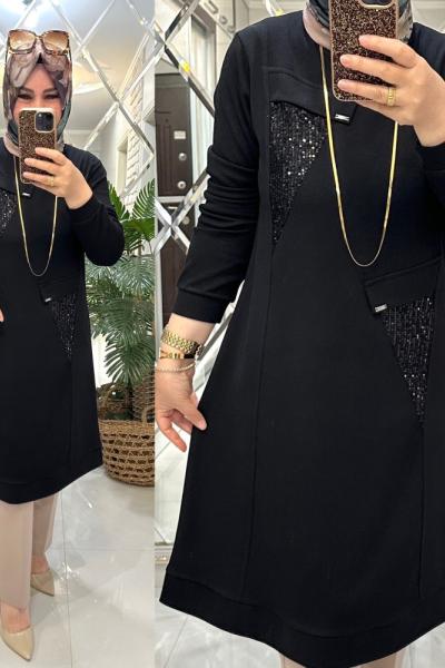 Firaz tunik oyşo penye kumaş siyah