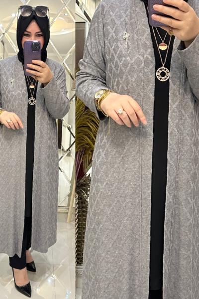 Gazel ipek Triko Hırka Gri