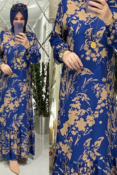 Gökçe elbise pamuklu viskon saks