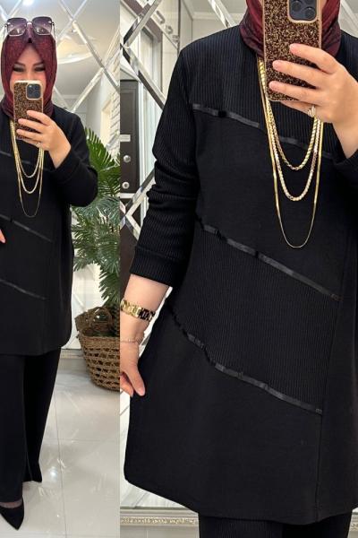 Gönül takım fitilli triko siyah