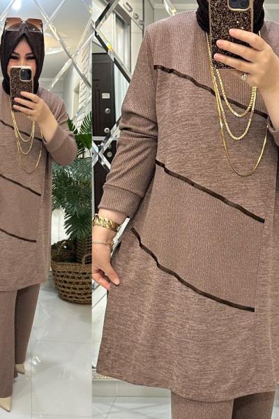 Gönül takım fitilli triko vizon