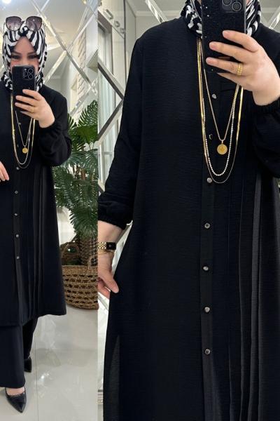 Gülay takım ayrobin kumaş siyah