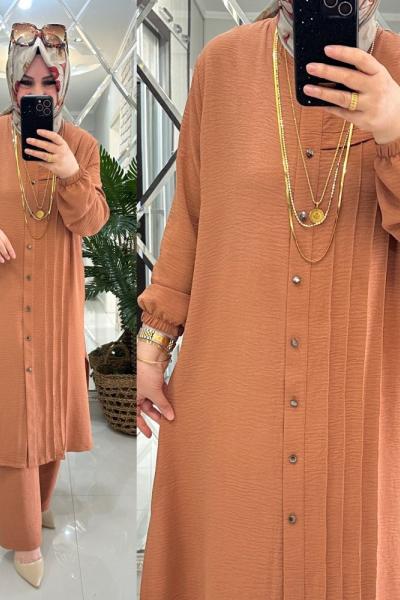 Gülay takım ayrobin kumaş karamel