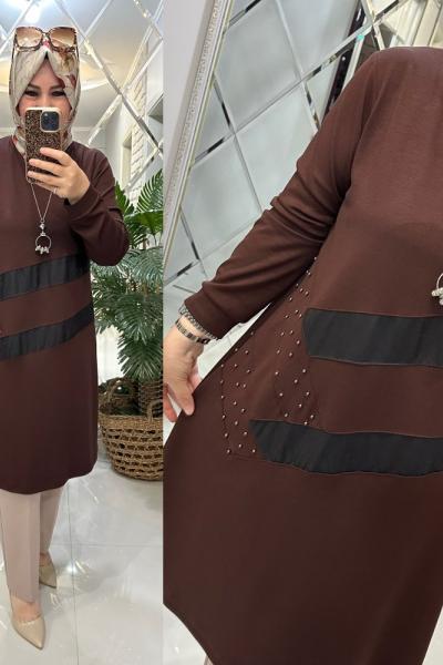 Güler tunik oyşo kumaş tarçın