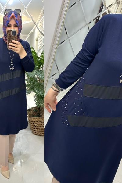 Güler tunik oyşo kumaş koyumavi