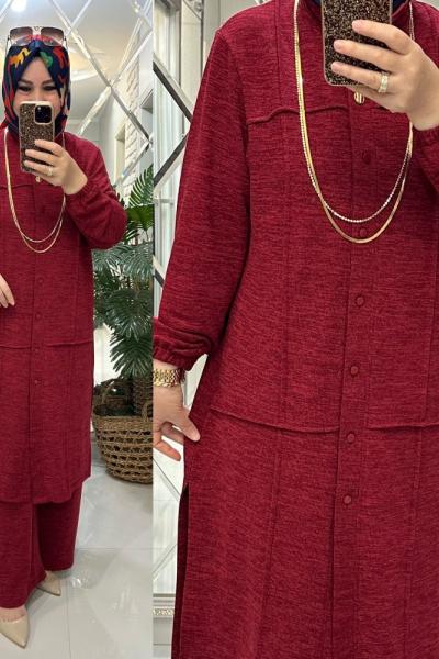 Gülfen takım yumoş triko bordo