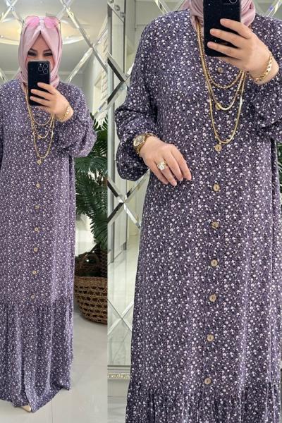Gülşah elbise viskon kumaş mor