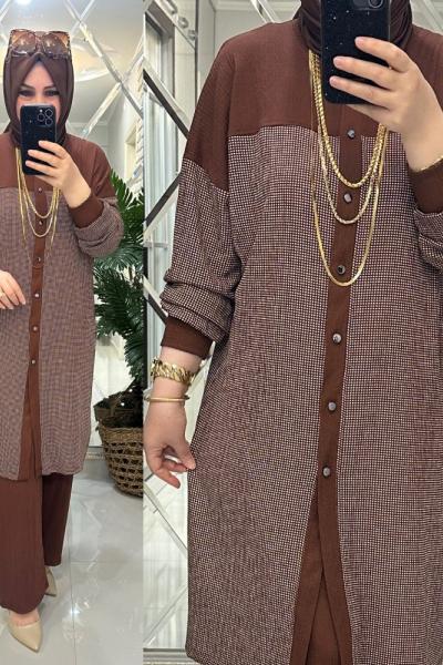 Havva takım bürümcük kumaş kahve