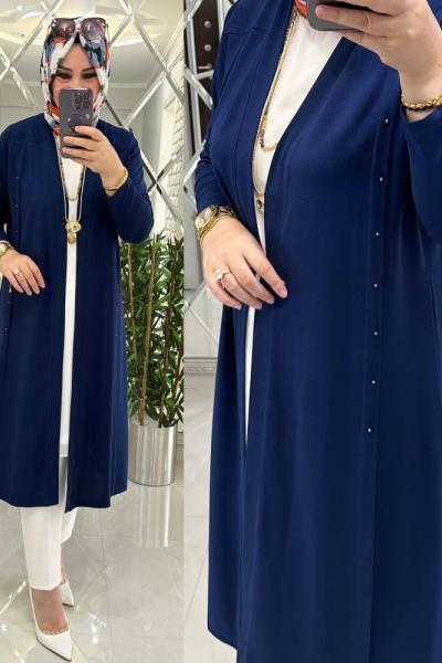 Helin hırka yumuşak penye mavi