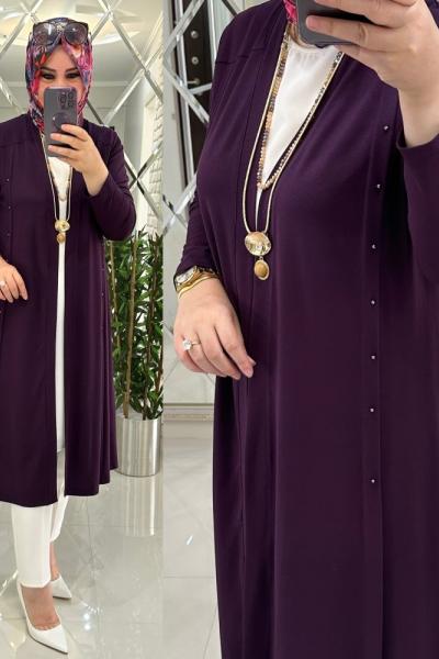 Helin hırka yumuşak penye mor