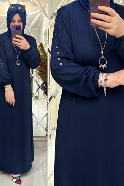 İkra elbise fitilli penye kumaş laci