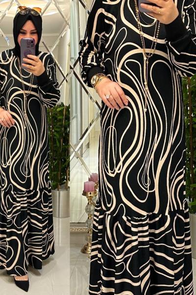 İlkay bürümcük elbise siyah/taş