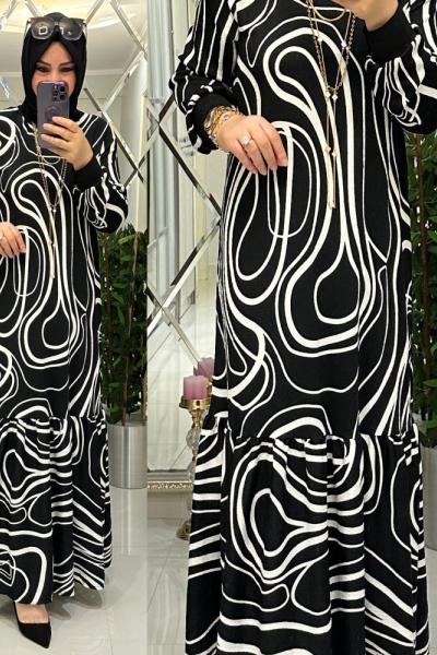 İlkay bürümcük elbise siyah/beyaz