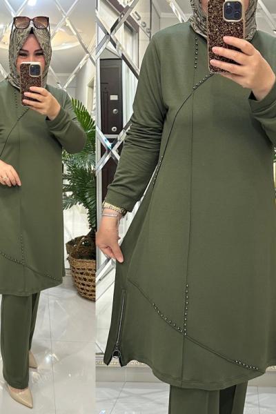 İmran takım ikiiplik penye kumaş haki