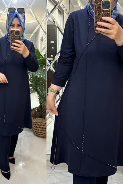 İmran takım ikiiplik penye kumaş koyumavi