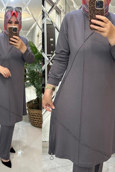 İmran takım ikiiplik penye kumaş gri