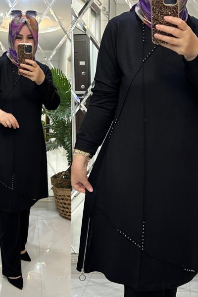 İmran takım ikiiplik penye kumaş siyah