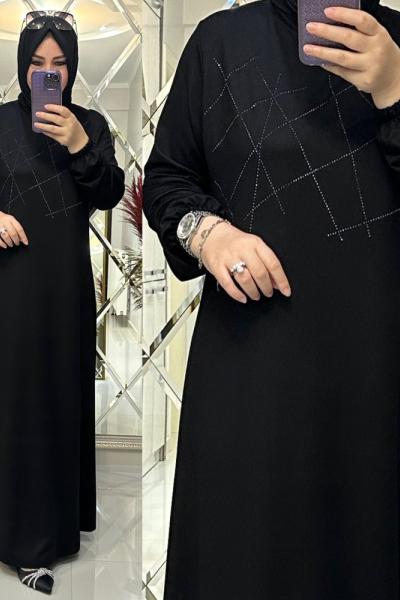 Işıl elbise ikiiplik penye kumaş siyah