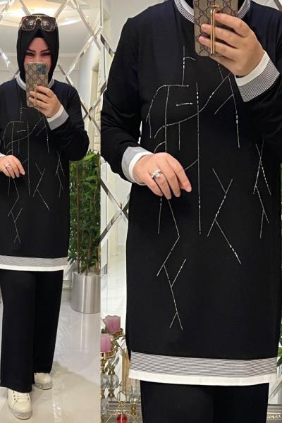 Işıl İki İplik Penye Takım Siyah