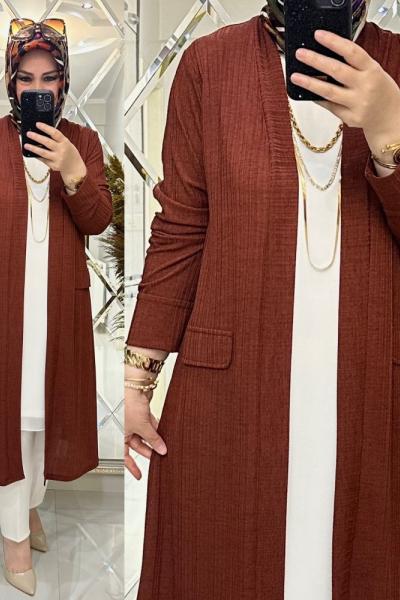 Jade yazlık hırka ipek kaşkorse tarçın