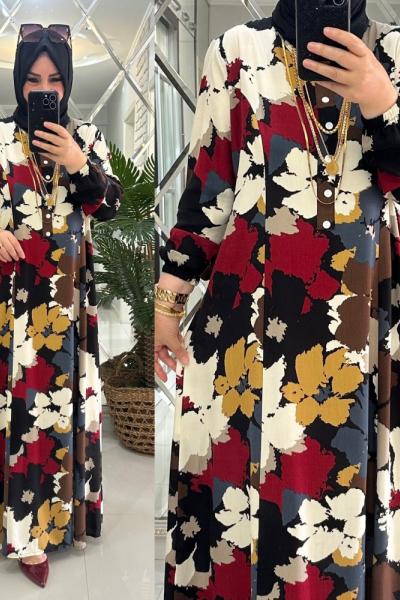 Karen elbise viskon kumaş bordo