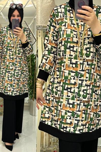 Leyla ikili takım sandy kumaş haki