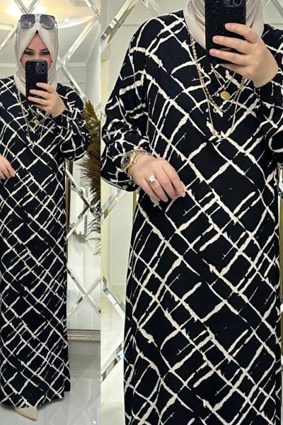 Leyli elbise viskon kumaş siyah