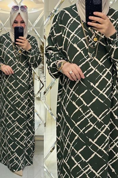 Leyli elbise viskon kumaş haki