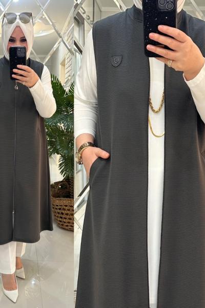 Liza yelek scuba kumaş gri