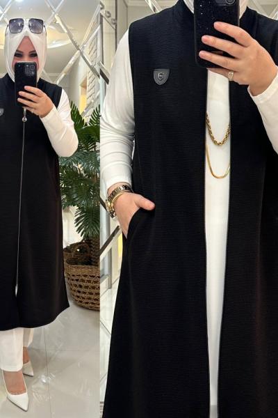 Liza yelek scuba kumaş siyah