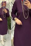 Manolya bürümcük tunik mor