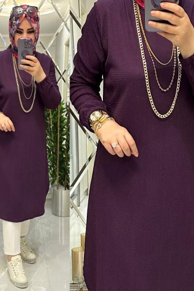 Manolya bürümcük tunik mor