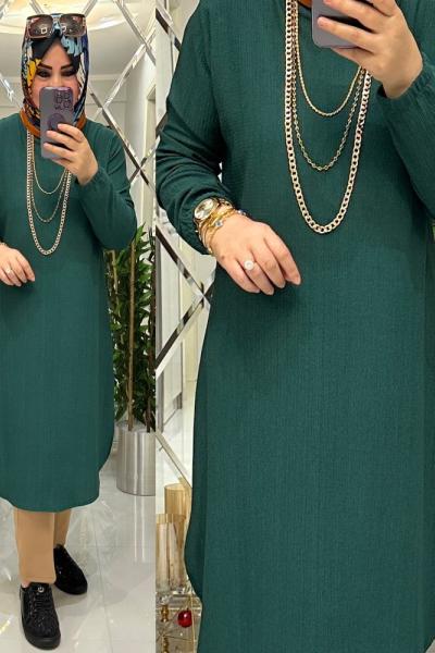 Manolya bürümcük tunik petrol