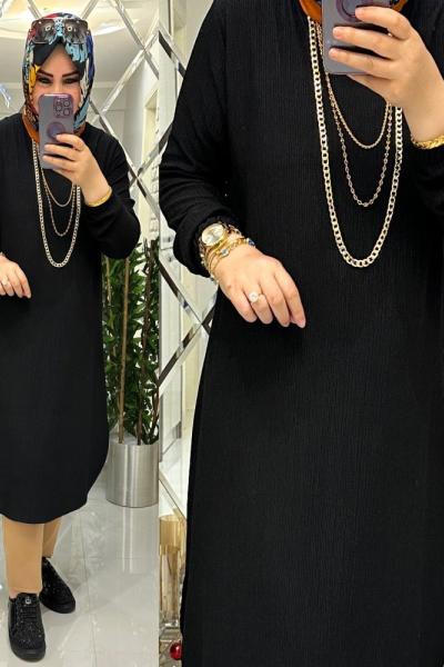 Manolya bürümcük tunik siyah