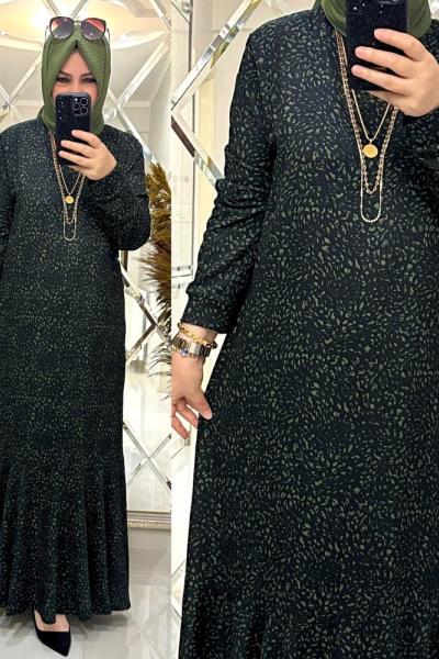 Marin elbise bürümcük kumaş deseni haki