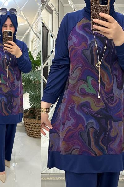 Maya ipek qupra takım mavi