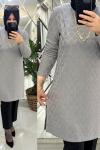Maya tunik ipek triko gri