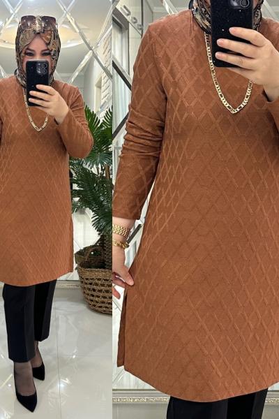 Maya tunik ipek triko tarçın