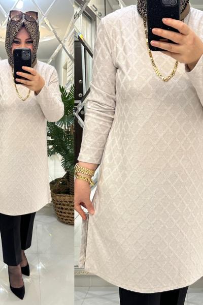 Maya tunik ipek triko kemik