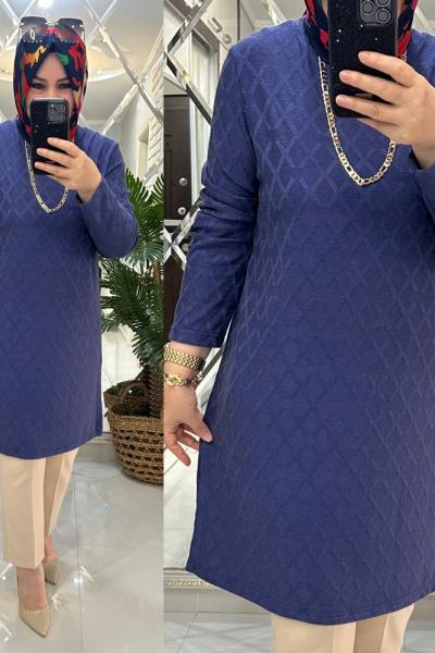 Maya tunik ipek triko mavi