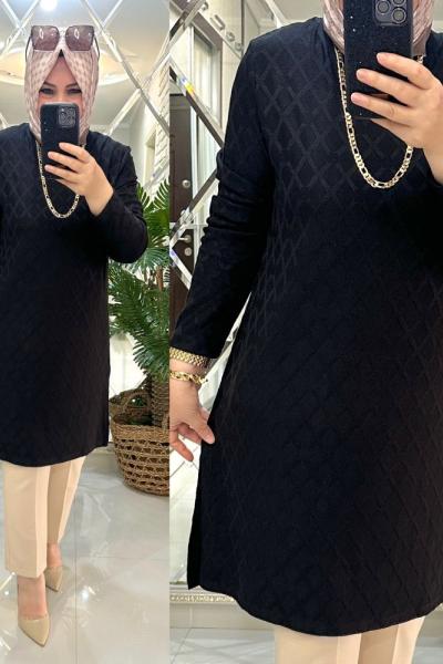 Maya tunik ipek triko siyah