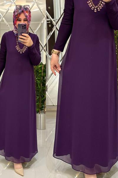 Mehpare sandy kumaş elbise mor