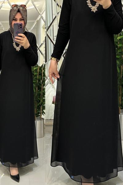 Mehpare sandy kumaş elbise siyah