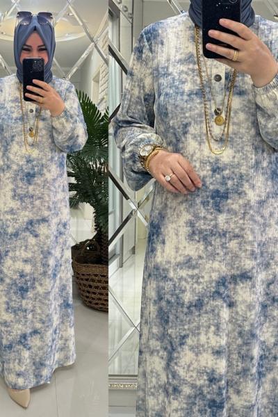 Melda elbise merserize/bürümcük kumaş mavi