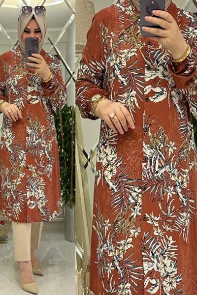 Nare gömlek viskon kumaş kiremit