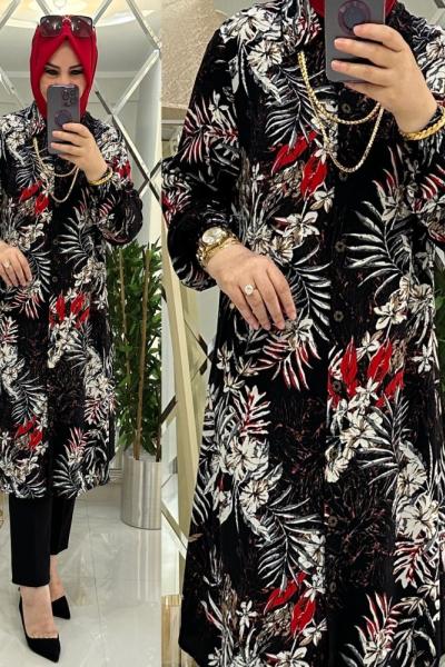 Nare gömlek viskon kumaş siyah