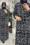 Nazlı elbise bürümcük kumaş siyah/beyaz