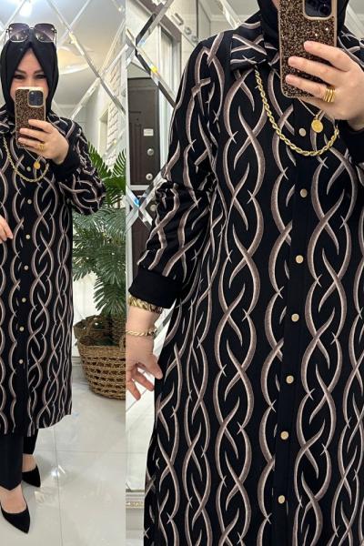 Nazlı gömlek örme penye kumaş siyah