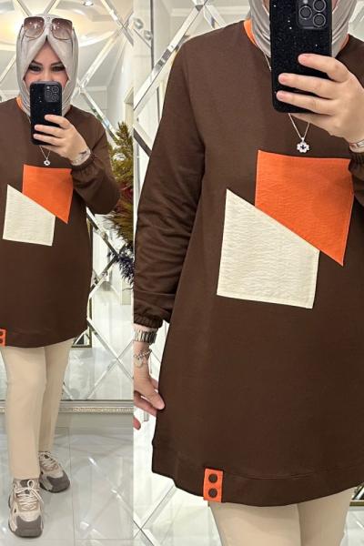 Nergis sweet ikiiplik penye kumaş kahve