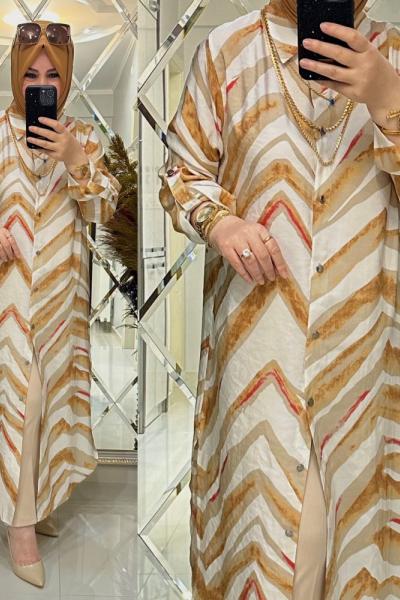 Nida gömlek krep kumaş sütlükahve